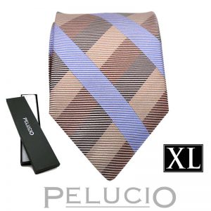 beige-blauwe-ruit-stropdas-van-pelucio-in-xl-uitvoering