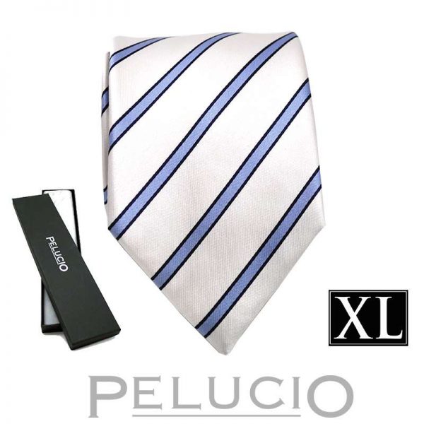 Fijne blauw witte streep stropdas