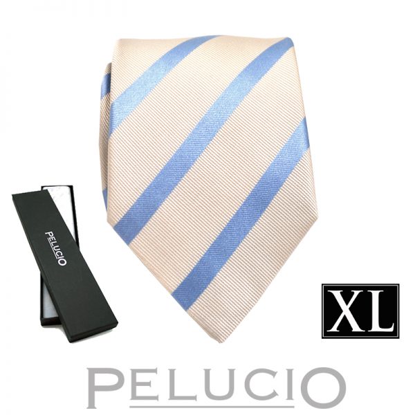 Lichtblauw witte streep stropdas
